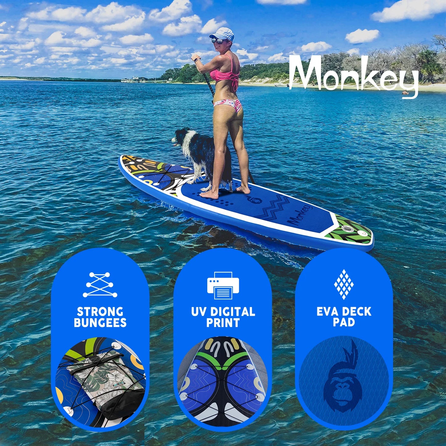 Placă cu vâsle gonflabilă FunWater Monkey Paddle Board SUP