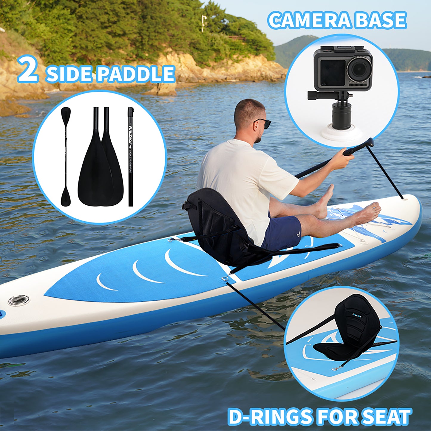 Set Placă SUP Kayak Gonflabilă FunWater SHARK 11'6'' 350 cm