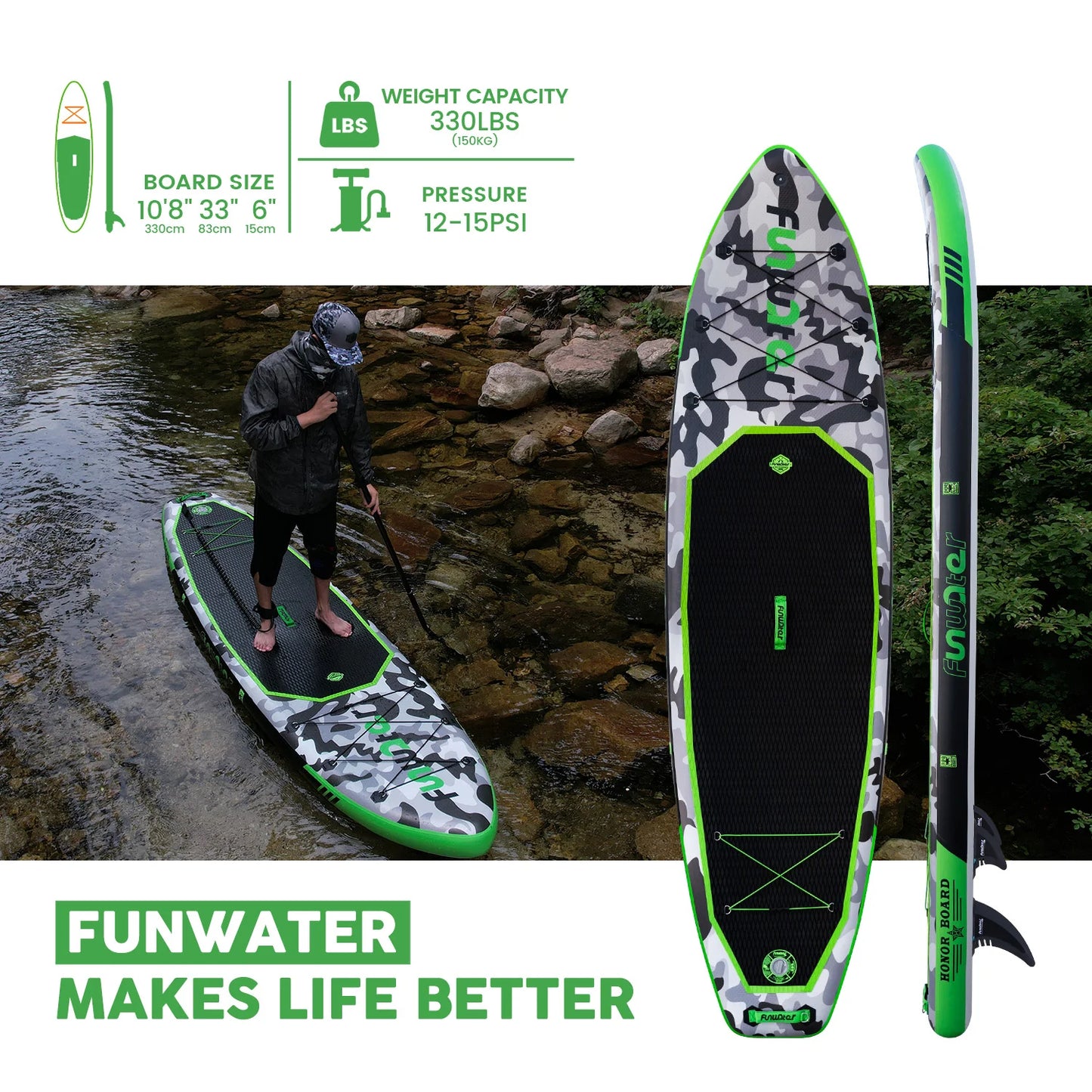 Placă de paddle gonflabilă FunWater CRUISE Paddleboard SUP RED