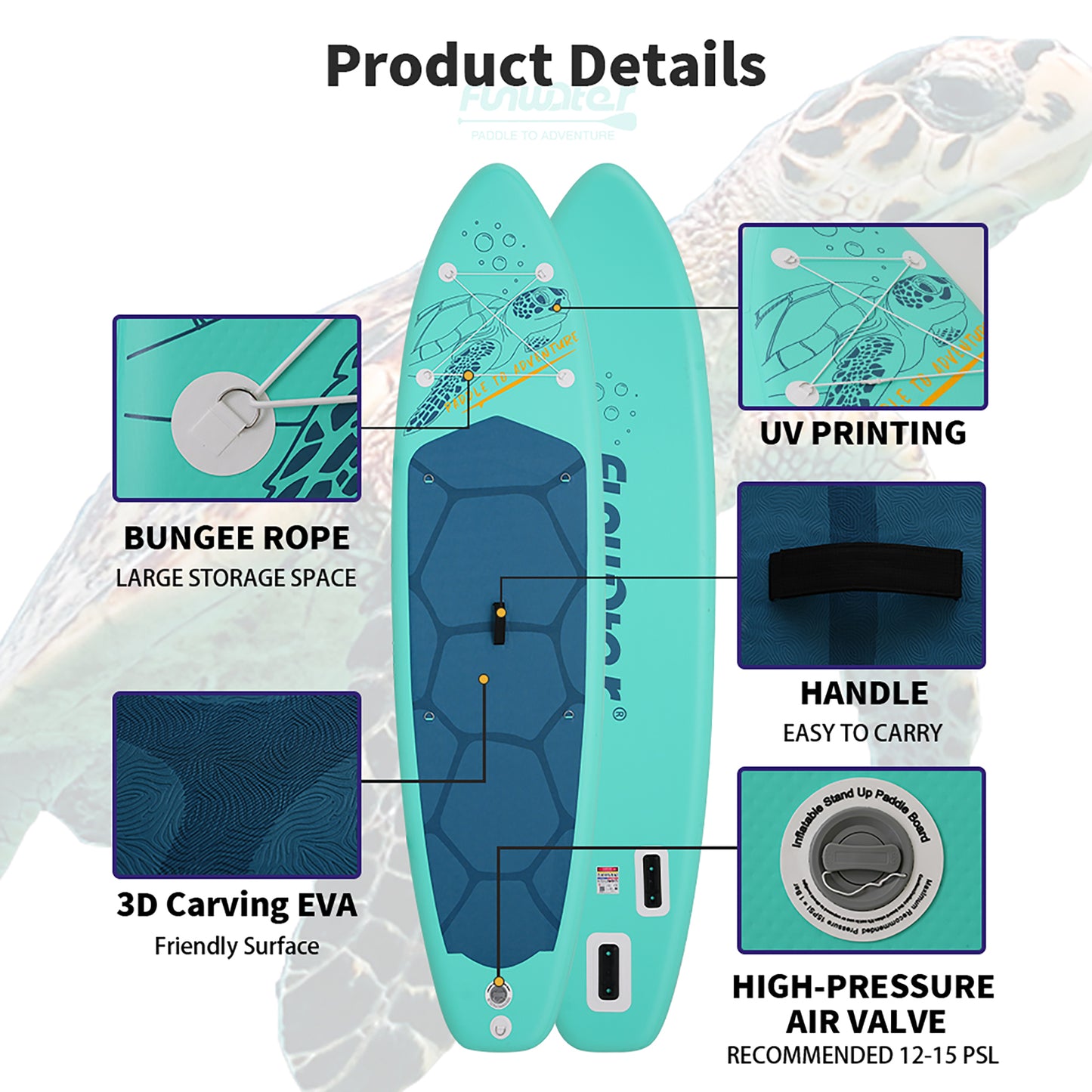 Set Placă SUP Gonflabilă FunWater TURTLE BAY 11' 335 cm