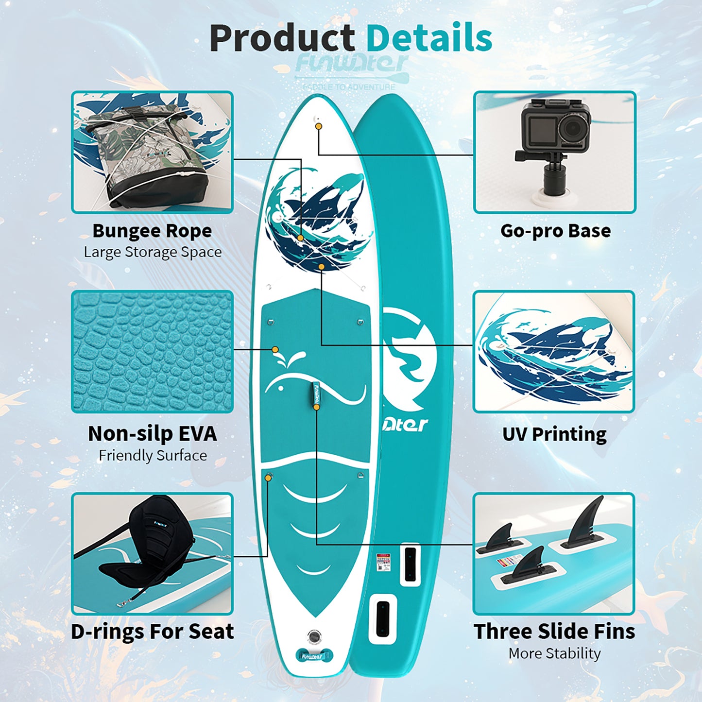 Set Placă SUP Kayak Gonflabilă FunWater WHALE 11'6'' 350 cm