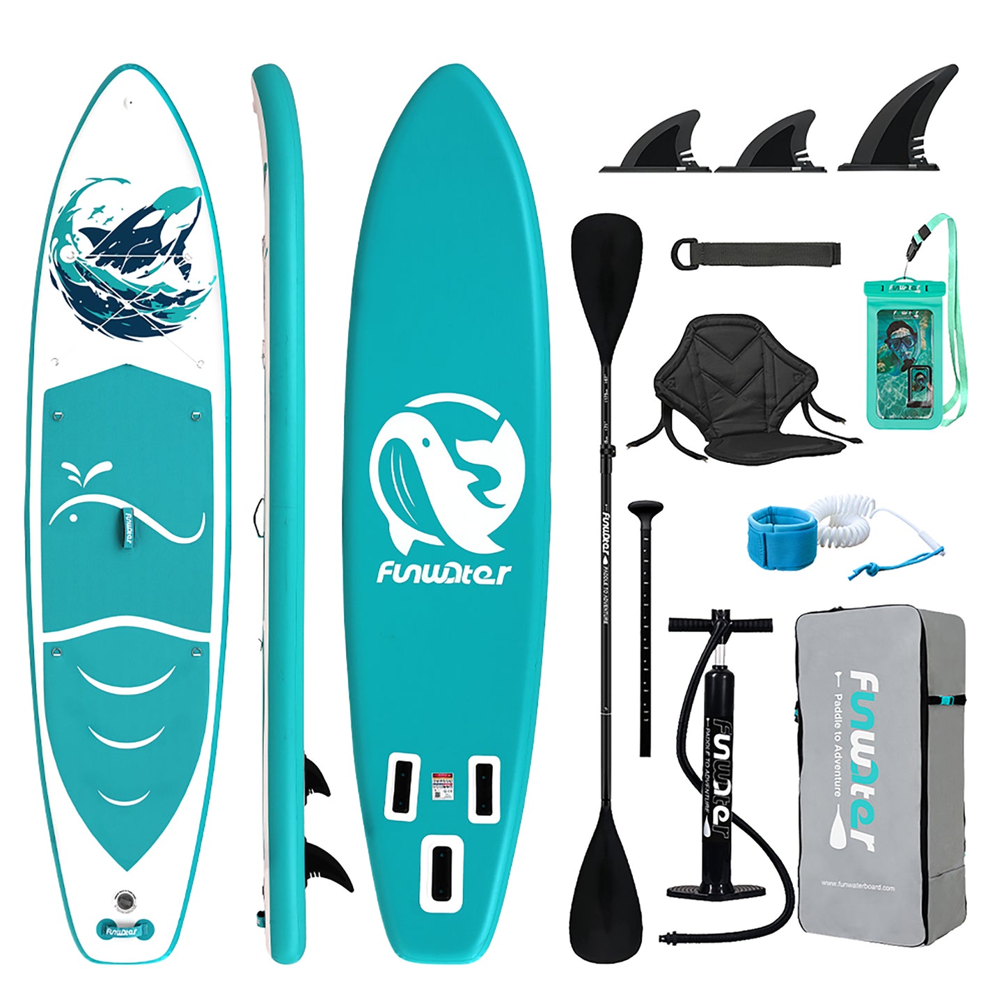Set Placă SUP Kayak Gonflabilă FunWater WHALE 11'6'' 350 cm