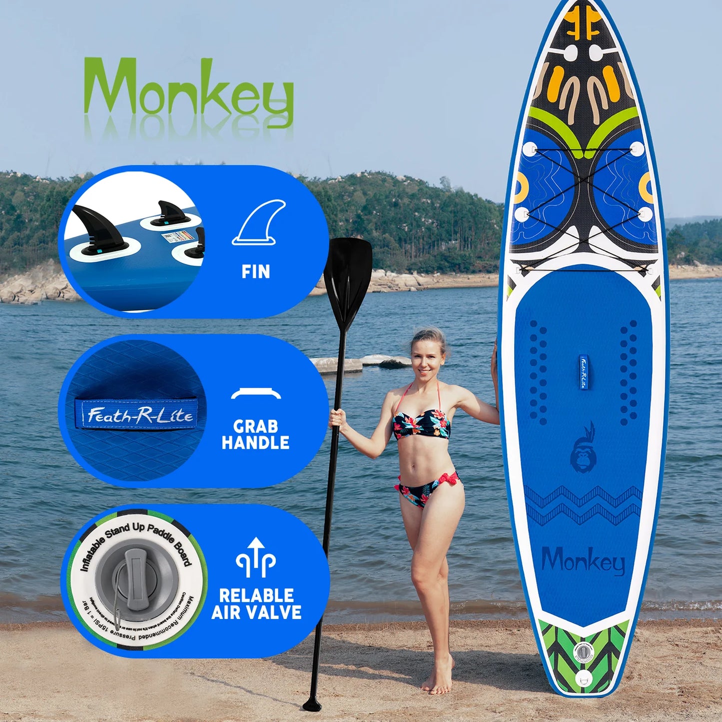 Placă cu vâsle gonflabilă FunWater Monkey Paddle Board SUP