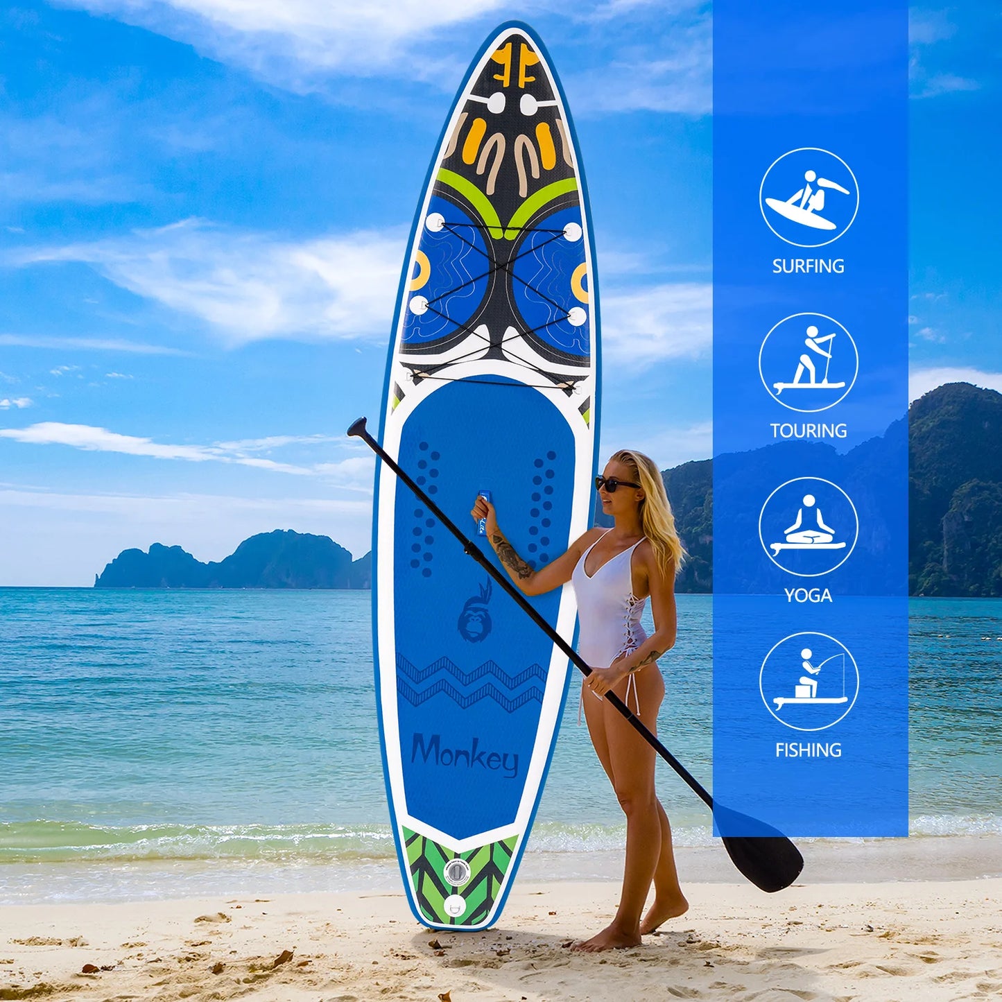Placă cu vâsle gonflabilă FunWater Monkey Paddle Board SUP