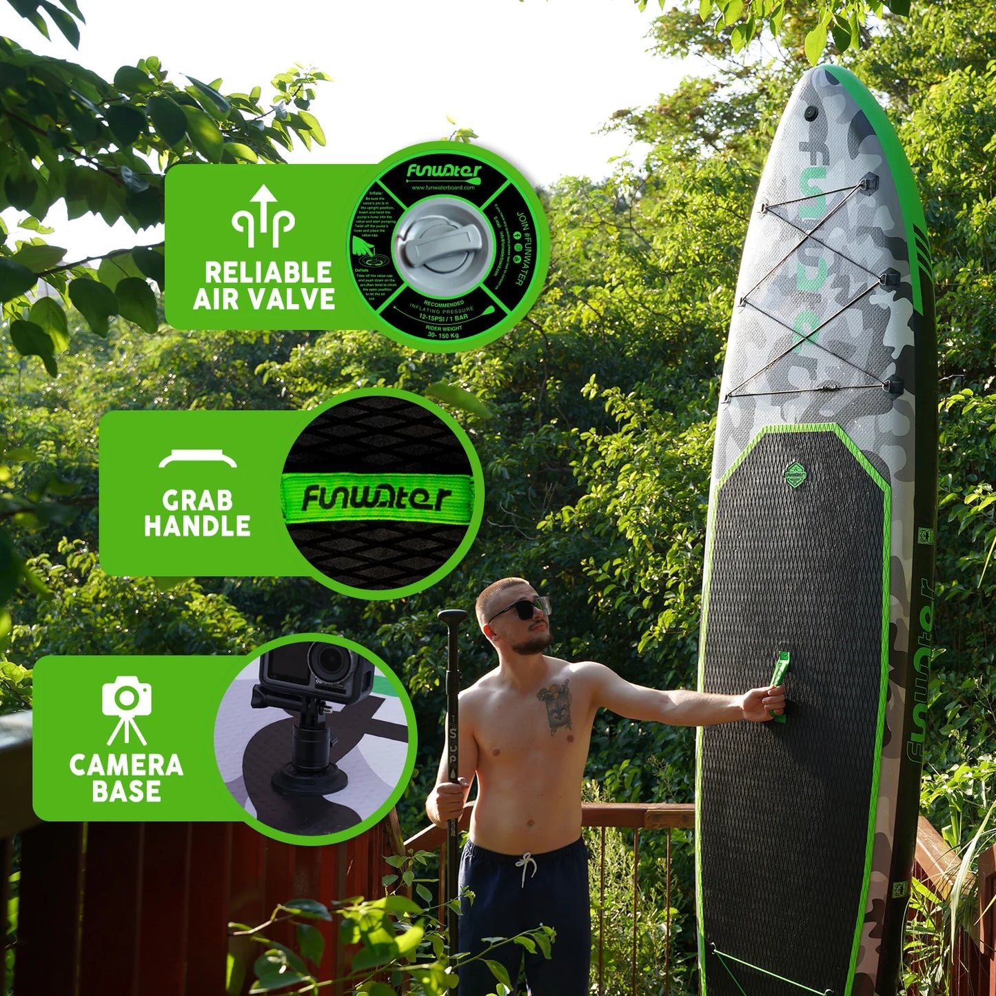 Placă de paddle gonflabilă FunWater CRUISE Paddleboard SUP RED