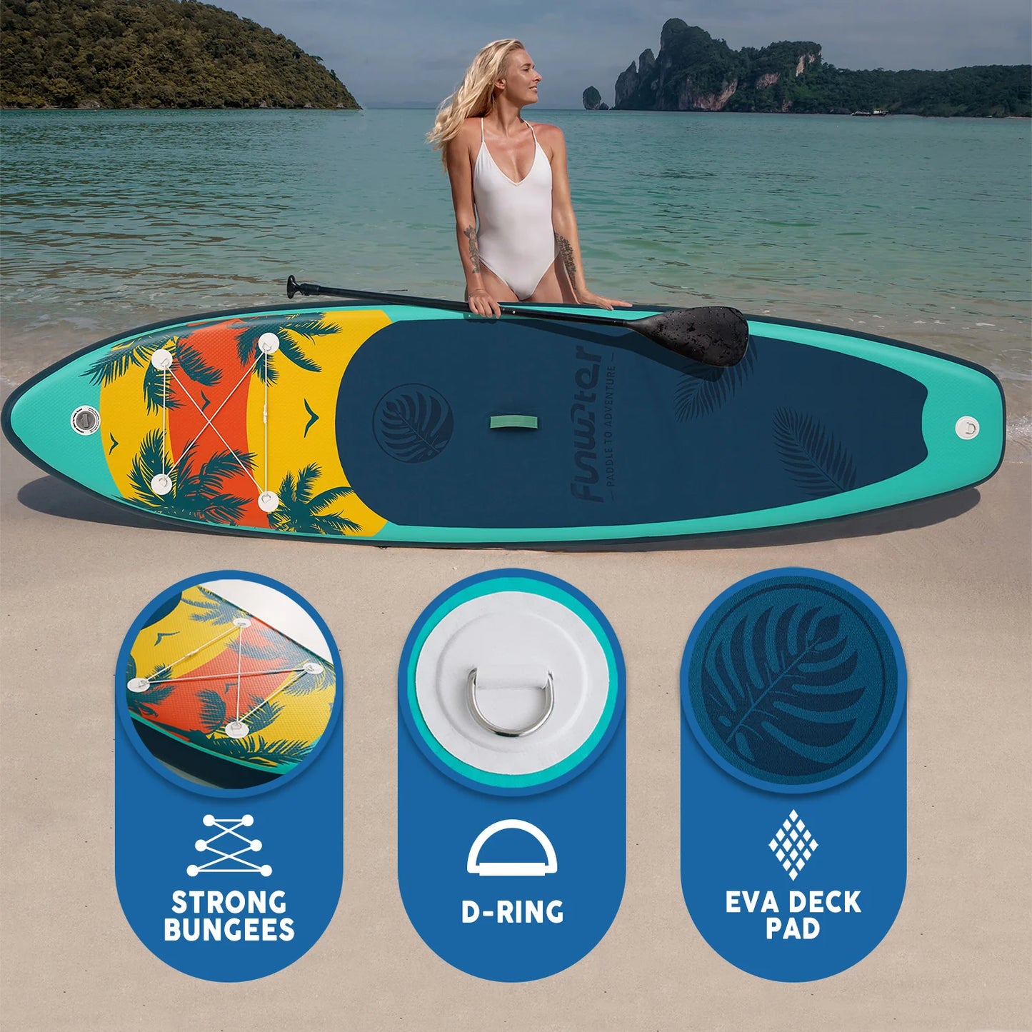 Placă cu vâsle gonflabilă FunWater Monkey Paddle Board SUP