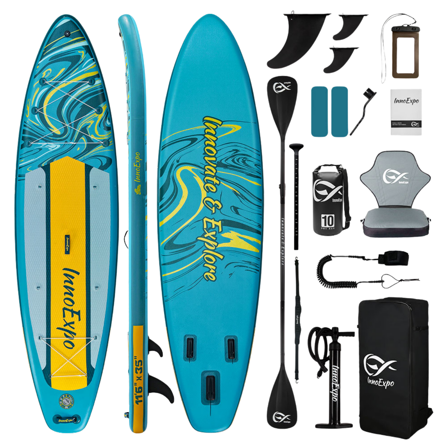 Set Placă SUP Kayak Gonflabilă Voyage 11'6'' 350 cm