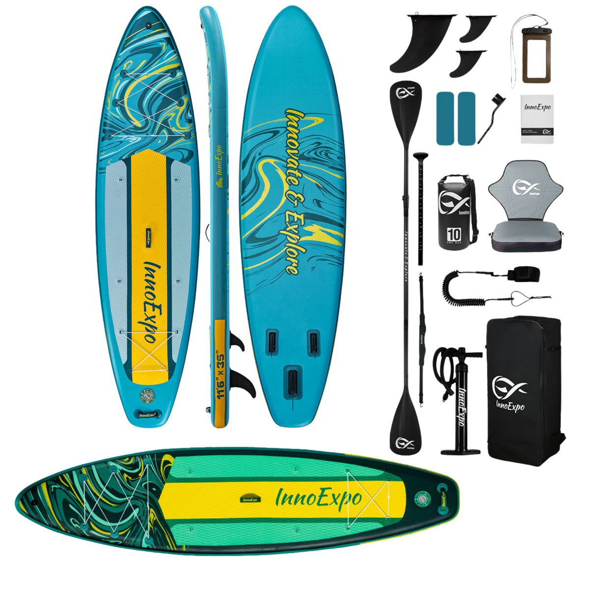 Set Placă SUP Kayak Gonflabilă Voyage 11'6'' 350 cm